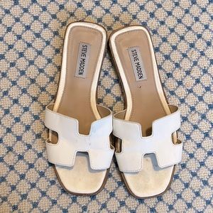 Steve Madden Hadyn White Leather Sandals